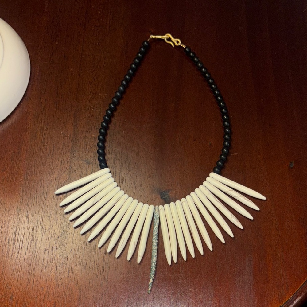 Statement Black & White Spike Necklace - Bold Tribal-Inspired Design